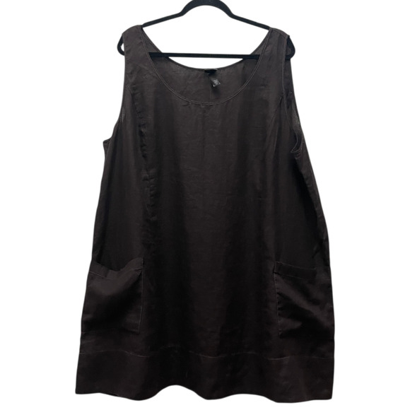 Eileen Fisher Sleeveless Two Front Pockets Linen Shift Dress Black Size 3X - Picture 1 of 7